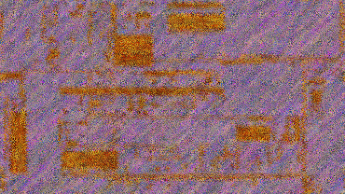 Abstract Generative Mosaic Art in Purple and Gold