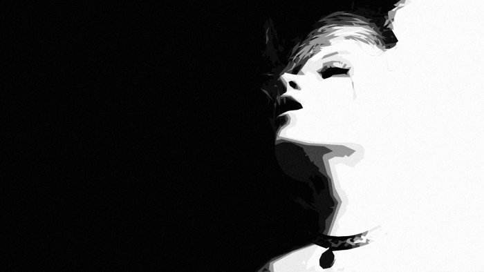 High contrast minimalist vector portrait of a woman