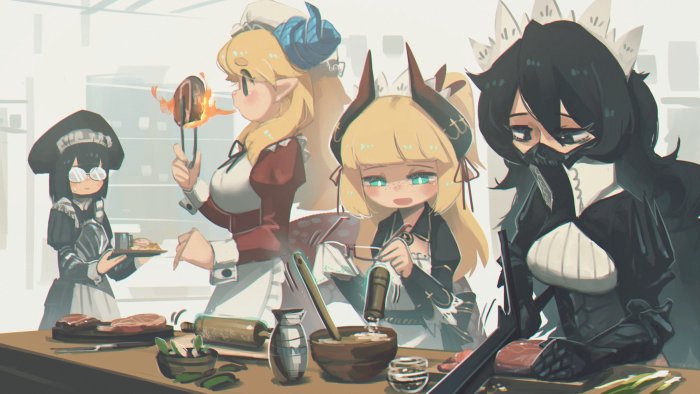 Anime Maids Cooking in a Kitchen by Porforever