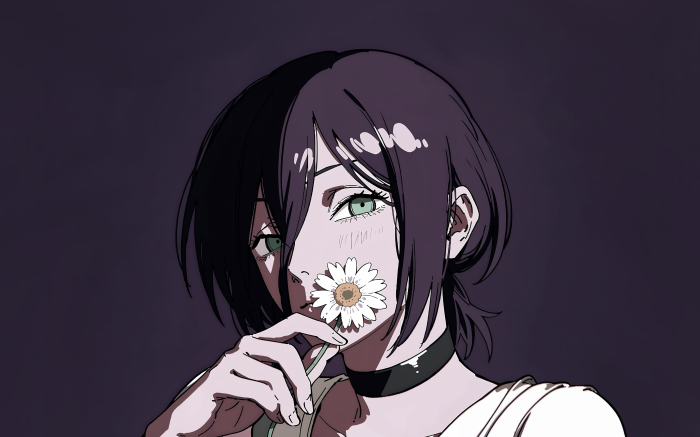 Reze from Chainsaw Man holding a daisy