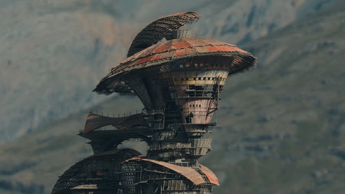 Futuristic New Asia architecture from The Creator