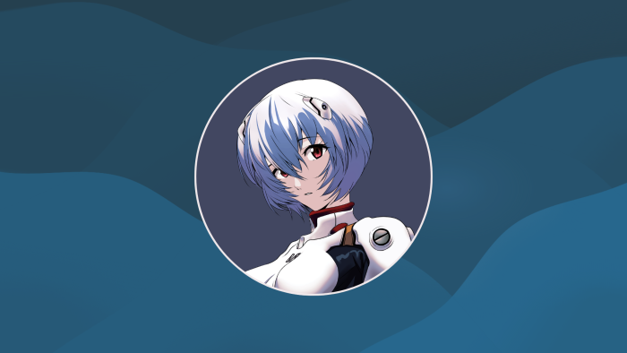 Rei Ayanami from Neon Genesis Evangelion in circular frame