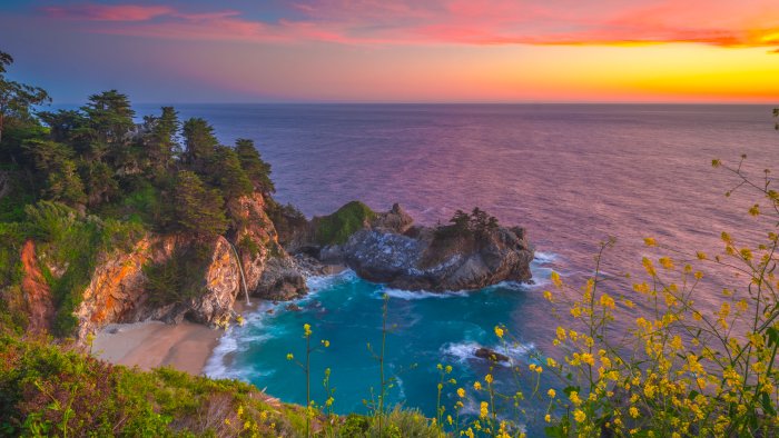 McWay Falls in Big Sur California at Sunset