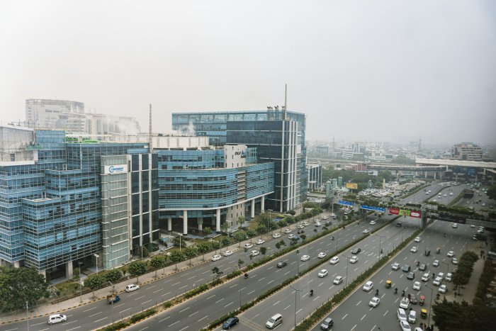 Gurgaon City Skyline and Highway Traffic