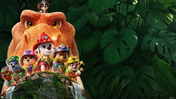 PAW Patrol Pups and Dinosaur in The Dino Movie