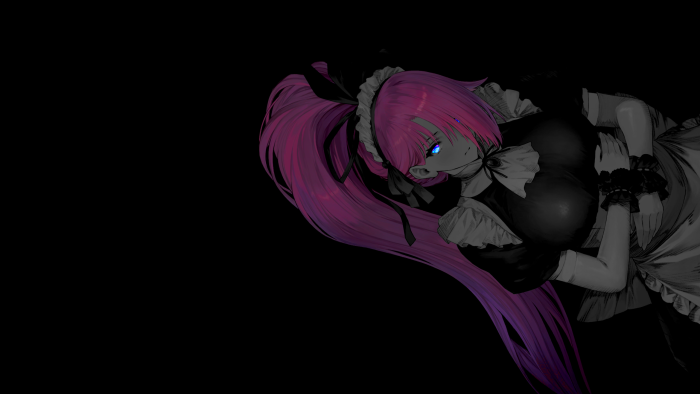 Anime Maid with Pink Hair and Glowing Blue Eye