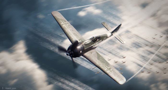 German Focke-Wulf Fw 190 Fighter Aircraft in Flight
