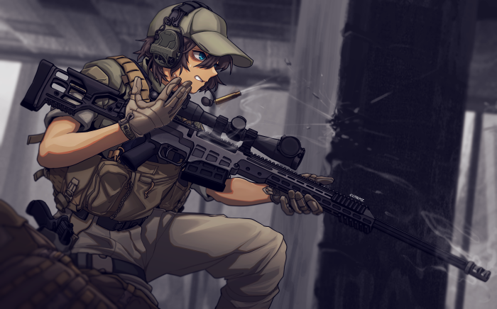 M200 from Girls' Frontline holding a sniper rifle