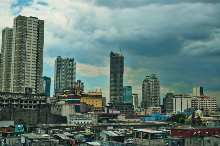 Urban Contrast of Skyscrapers and Slums