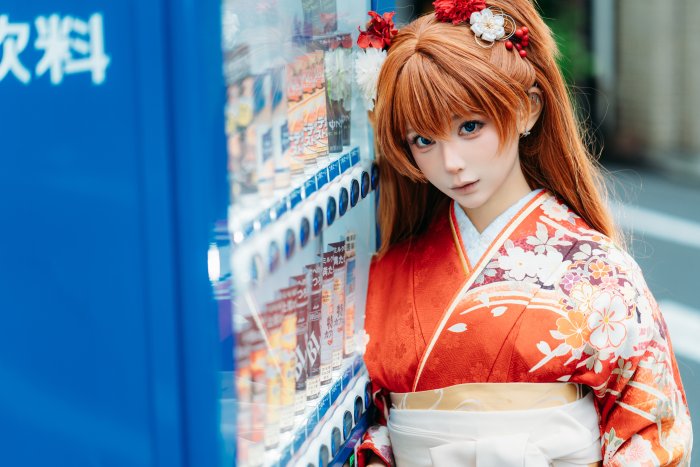 Asuka Langley Cosplay from Evangelion in Kimono