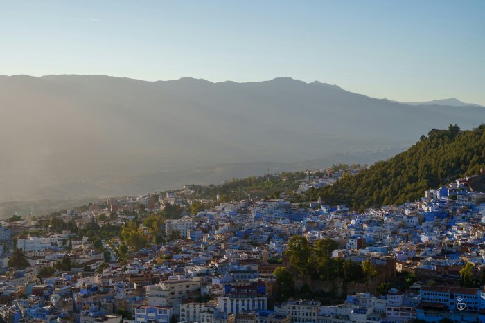 Panoramic view of Chefchaouen the Blue City