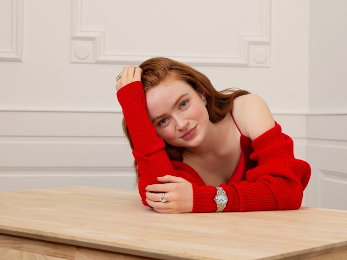 Actress Sadie Sink in a Red Sweater
