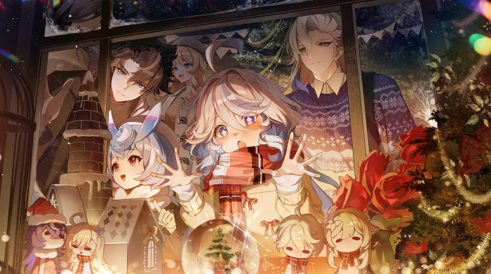 Genshin Impact Fontaine Characters Celebrating Winter Holidays