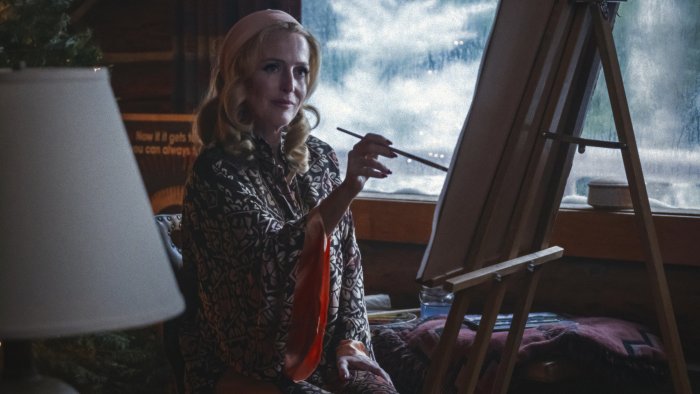 Gillian Anderson Painting in a Cabin