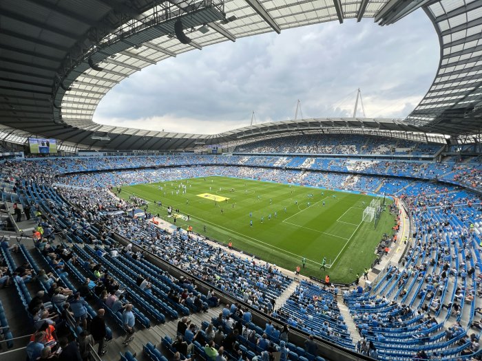 Manchester City Etihad Stadium with Fans and Players