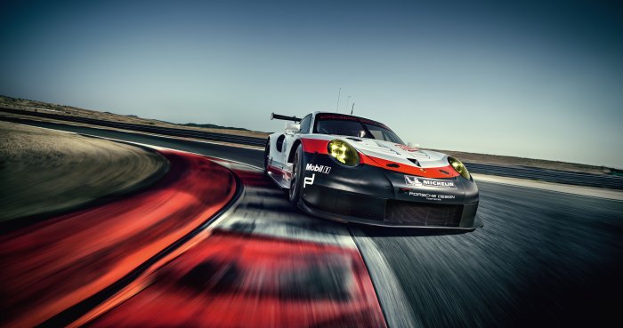 Porsche 911 RSR Race Car on Track
