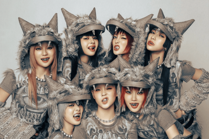 Japanese Girl Group XG Wearing Wolf Hats and Grillz