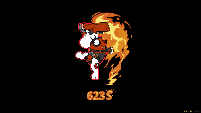Snoopy as Sol Badguy from Guilty Gear Performing Volcanic Viper
