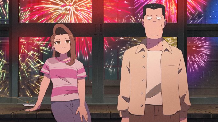 Anime characters watching fireworks in The Last Blossom