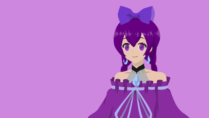 Minimalist Anime Girl with Purple Hair and Bow