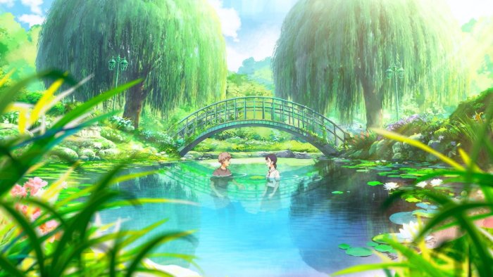 Sori and Dongsoon in a pond from Your Letter