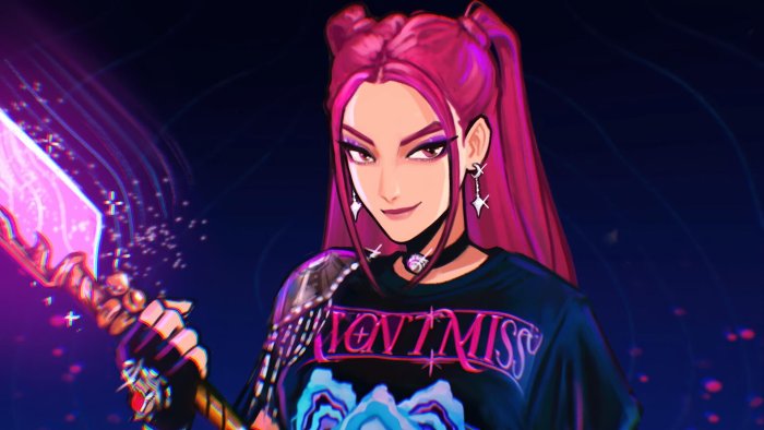 Joni the Red from Fortnite holding a glowing weapon