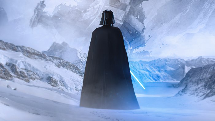 Darth Vader with Blue Lightsaber in Star Wars