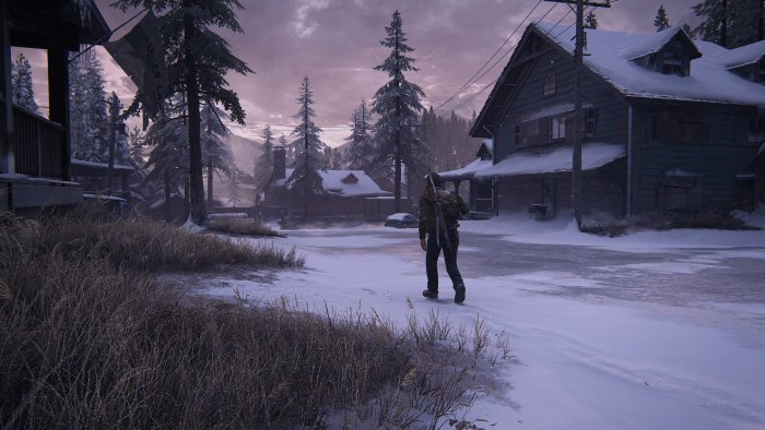 Ellie walking through Silver Lake in The Last of Us