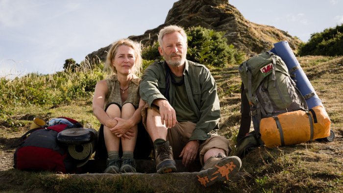 Gillian Anderson and Jason Watkins in The Salt Path