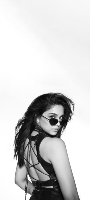 Black and White Portrait of a Woman in Sunglasses