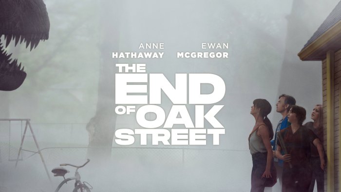 The End of Oak Street movie poster with dinosaur