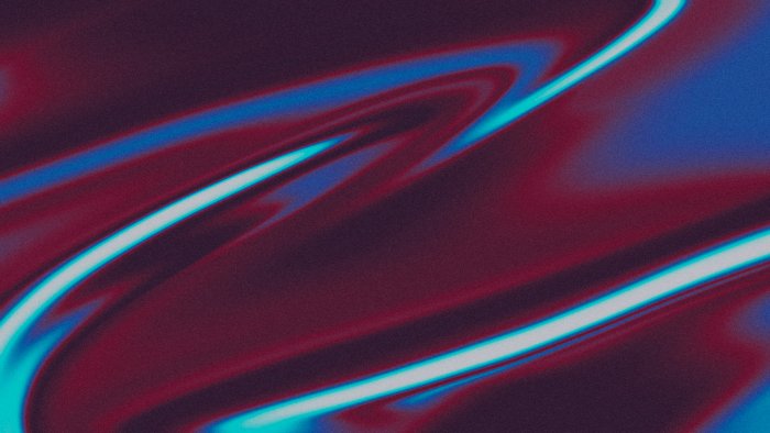 Abstract fluid waves in neon blue and dark red