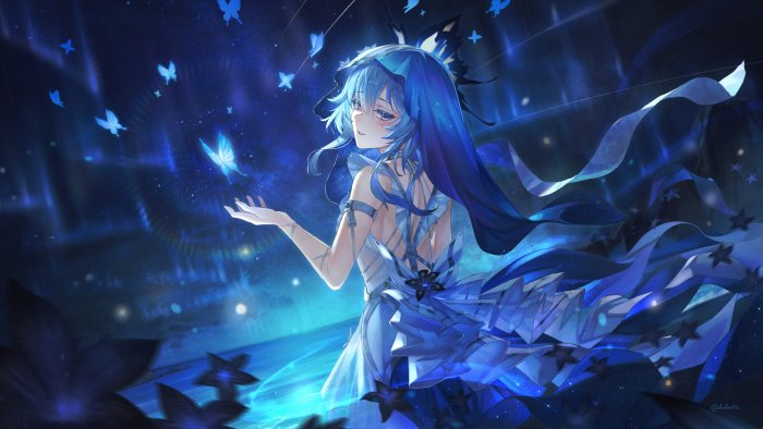 Seele from Honkai Star Rail with Blue Butterflies