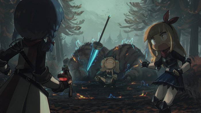Fantasy Adventurers Discover Defeated Monster by Porforever