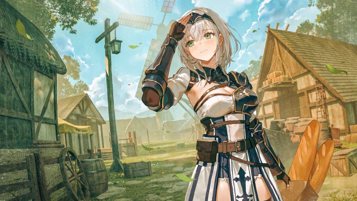 Shirogane Noel from Hololive in a Fantasy Village
