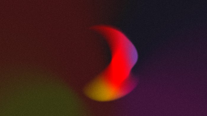 Abstract Grainy Gradient Crescent Shape on Dark Textured Surface