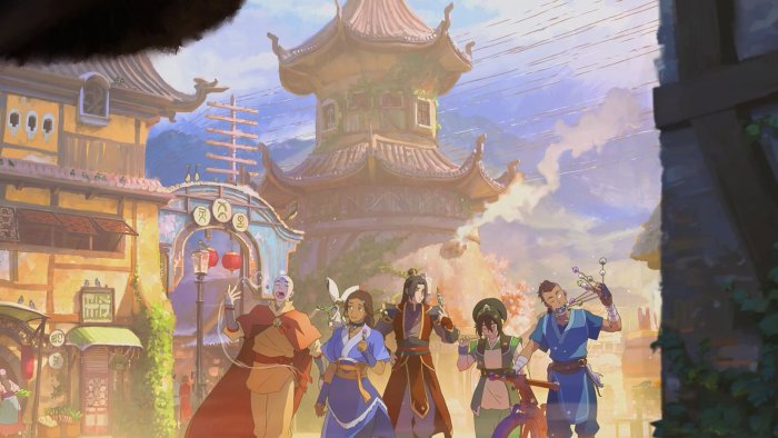 Aang, Katara, Zuko, Toph, and Sokka in Avatar