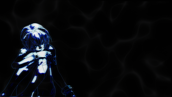 Rei Ayanami from Neon Genesis Evangelion in dark blue glow