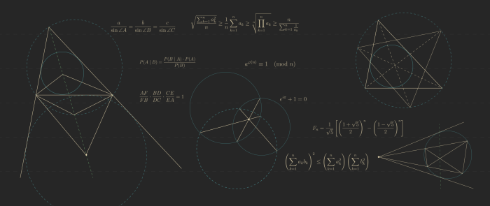 Mathematical Equations and Geometric Proof Diagrams