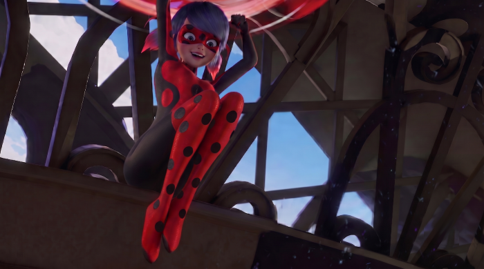 Ladybug perching on Eiffel Tower in Miraculous Movie