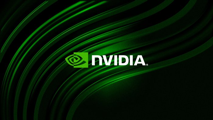 NVIDIA Logo on Green Abstract Waves