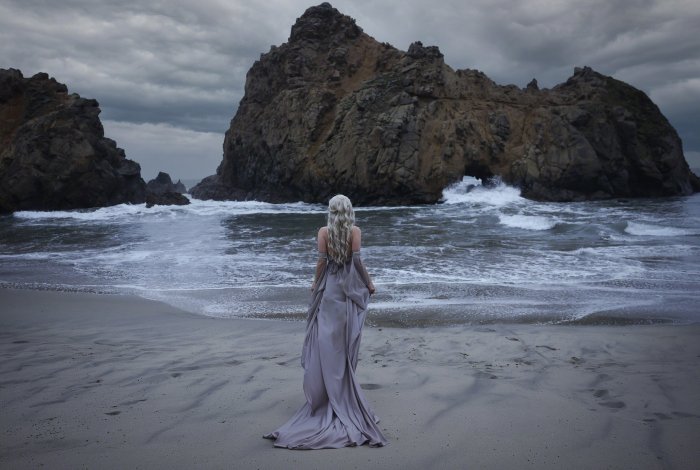 Daenerys Targaryen from Game of Thrones on a beach