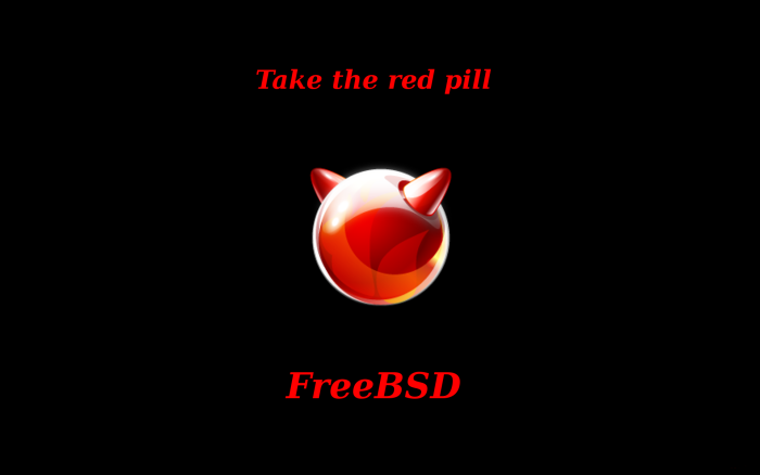 FreeBSD Operating System Logo with Red Pill Quote