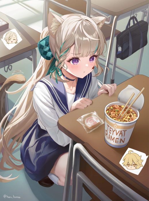 Kirara from Genshin Impact looking at Teyvat Ramen