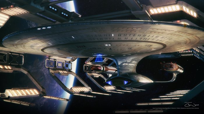 Galaxy-class Starship in Drydock from Star Trek