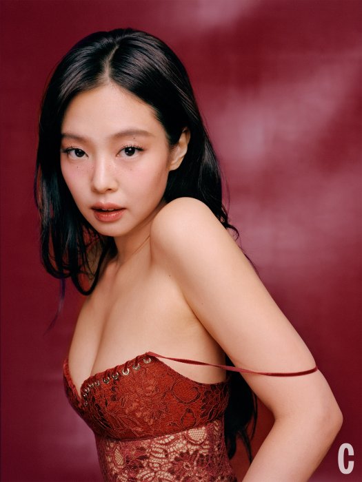 Jennie Kim of BLACKPINK in Red Lace Corset