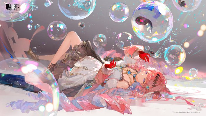 Encore from Wuthering Waves surrounded by bubbles