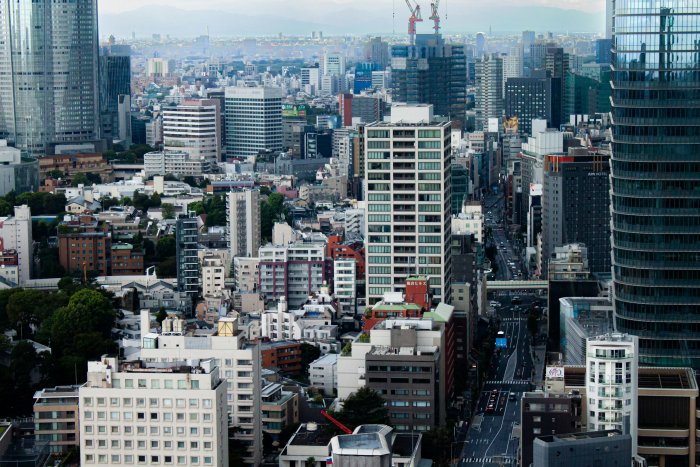 Dense Tokyo Cityscape with Skyscrapers and Streets