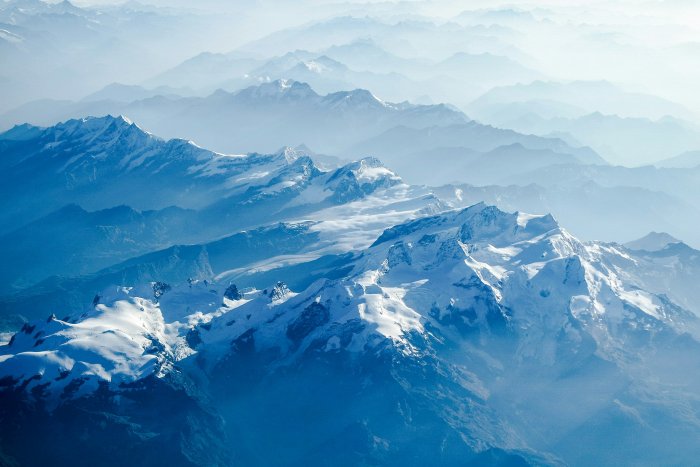 Aerial View of Snow Capped Swiss Alps