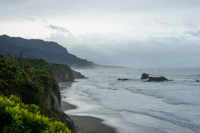 Rugged coastline of Punakaiki Coast in New Zealand